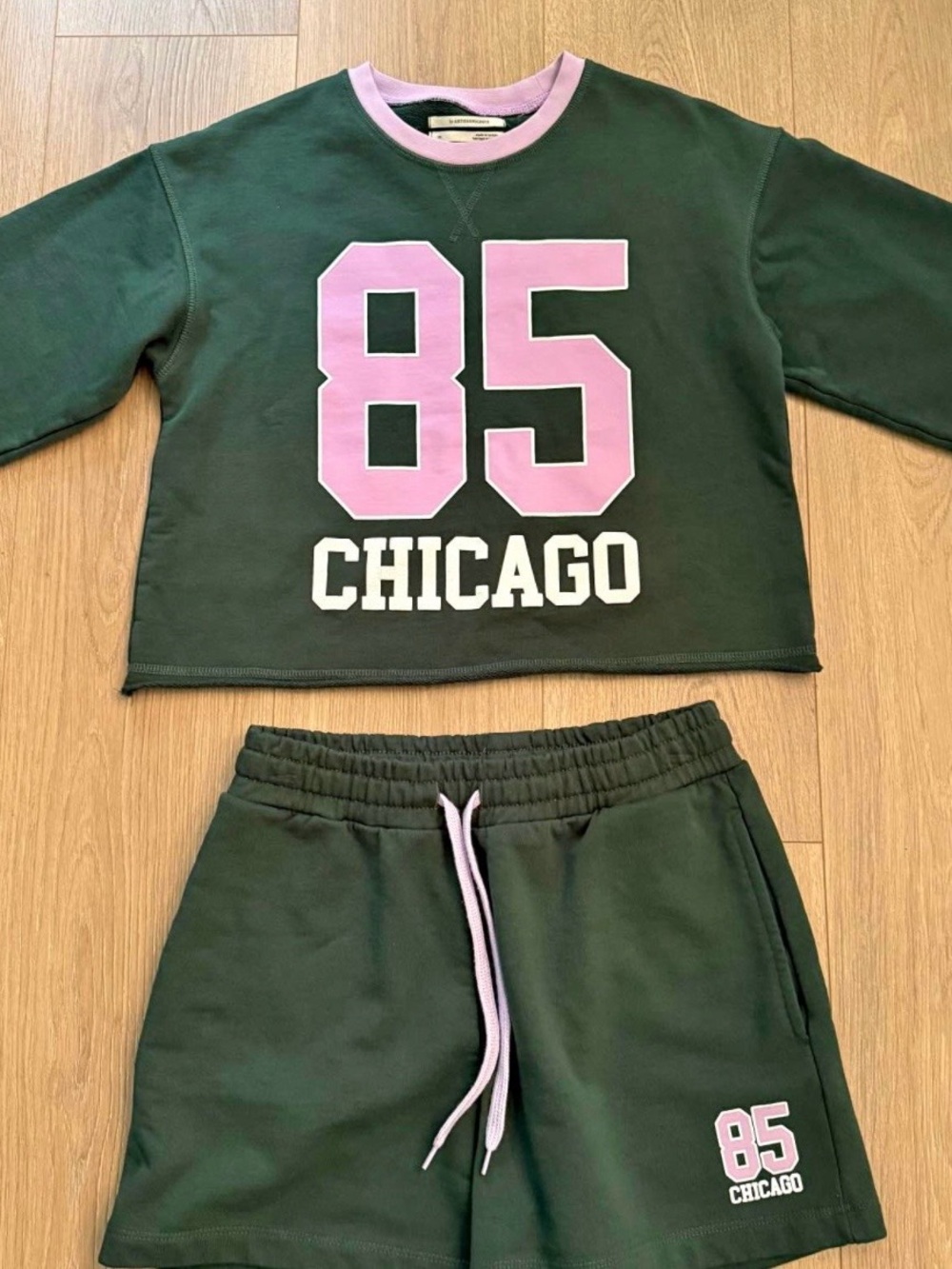 Sold out Anthropologie Green & Pink '85 Chicago' Two-Piece set